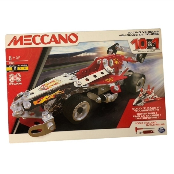 Meccano Model Building Kit  Kids 10-in-1 Racing Vehicles STEM 225 Parts and Real - Picture 7 of 7